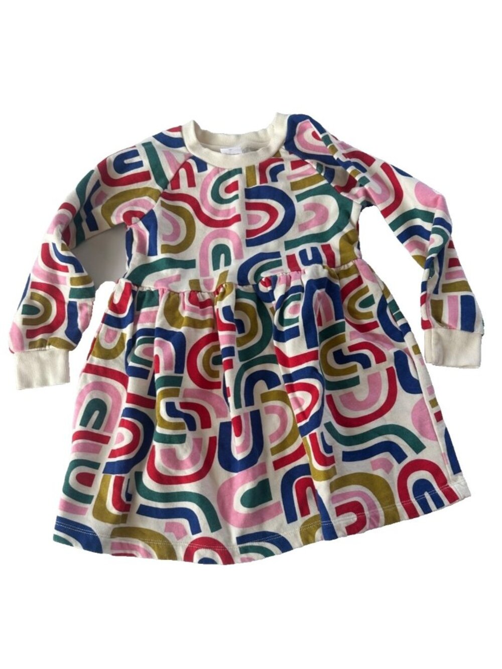 Hanna Andersson Girls 6/7 French Terry Rainbow Print Sweater Dress